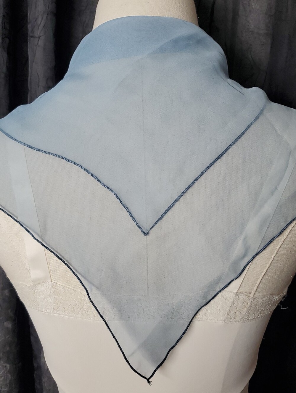 Vintage Scarf OLD NAVY Delicate Chiffon BLUE OMBRE Made In Italy 16" SQUARE